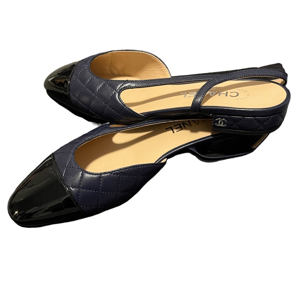 COPY - Chanel Black & Blue Slingback Flats (size 39) NWT - Picture 4 of 4